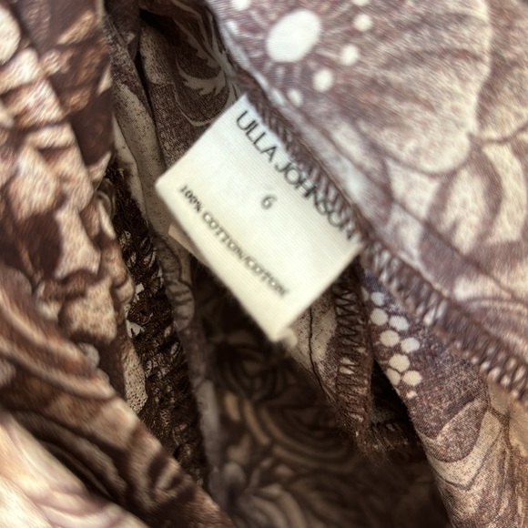 ULLA JOHNSON Nanette Dress in Teak‎ Brown Floral Print Midi Gown Size 6 Poplin - Picture 12 of 17